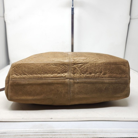 Henri Lou Womens Purse Brown Metallic Leather Hobo Slouch Large Shoulder Bag - Picture 8 of 11